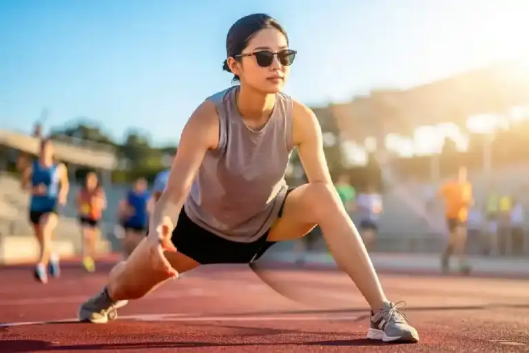 Rutin Olahraga Pagi, Ini Waktu Paling Ideal untuk Kesehatan termasuk Pembakaran Lemak Ilsutrasi peregangan sebelum lari pagi (foto: generatif AI)